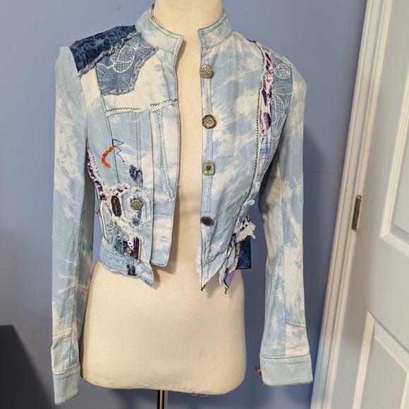 Juju & Christine Jackets & Blazers - NWT Juju & Christine shabby chic style cropped denim jean jacket patchwork
